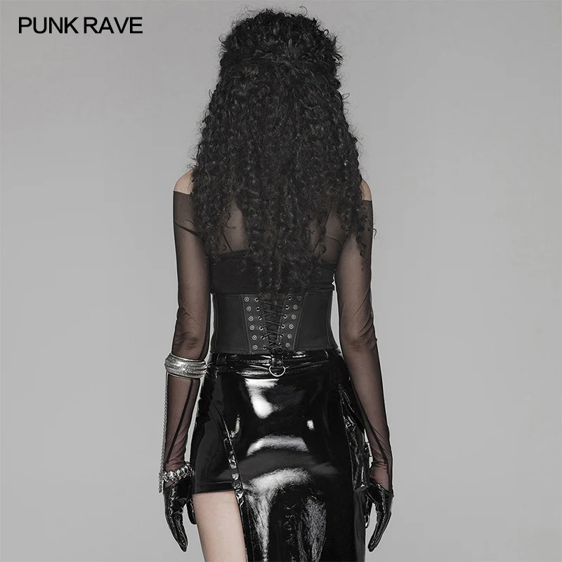 PUNK Women PU Leather Corset With Metal Adjustment Buckle - Image 3