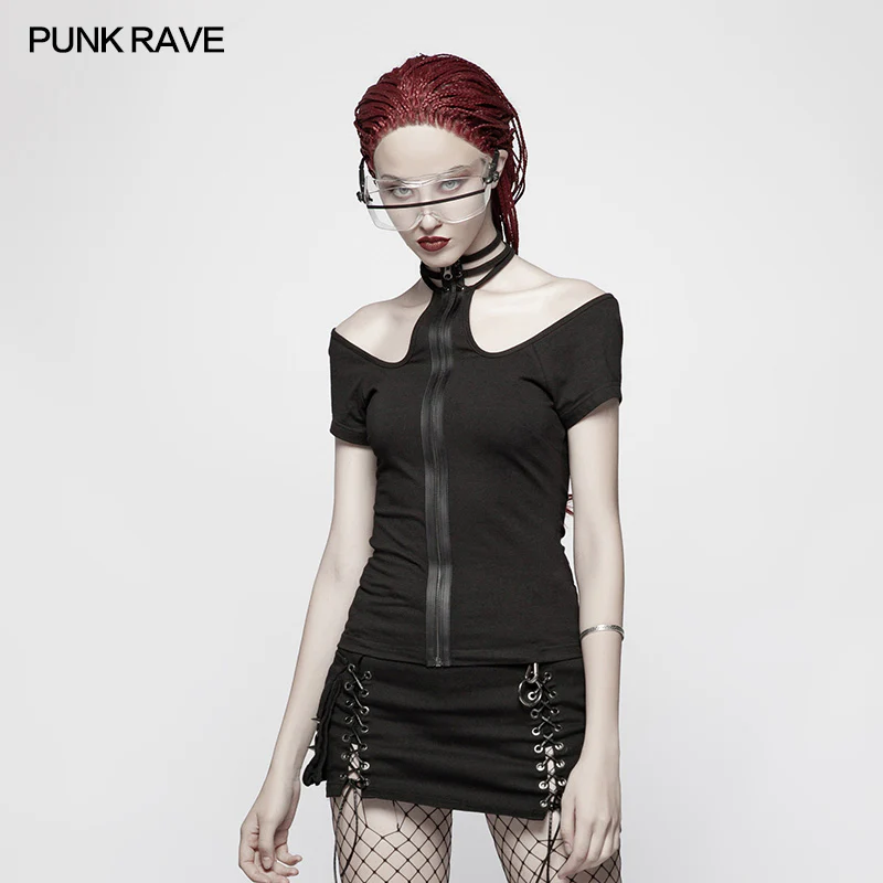 Punk WOMENS HALTER Military Short Sleeve Knitted T-shirt - Image 2