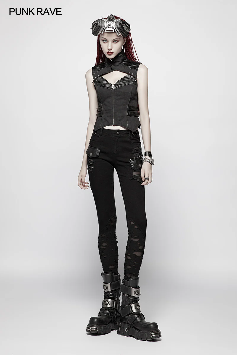 Punk WOMENS HIGH-NECK Warrior Vest - Image 6