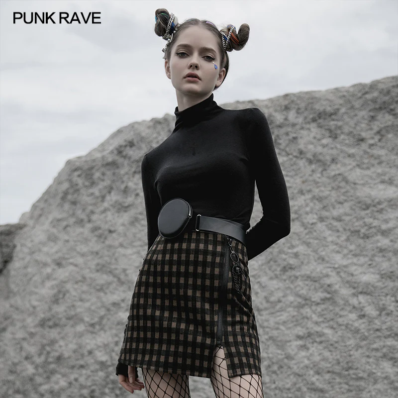 Pure dark series high-neck tight T-shirt