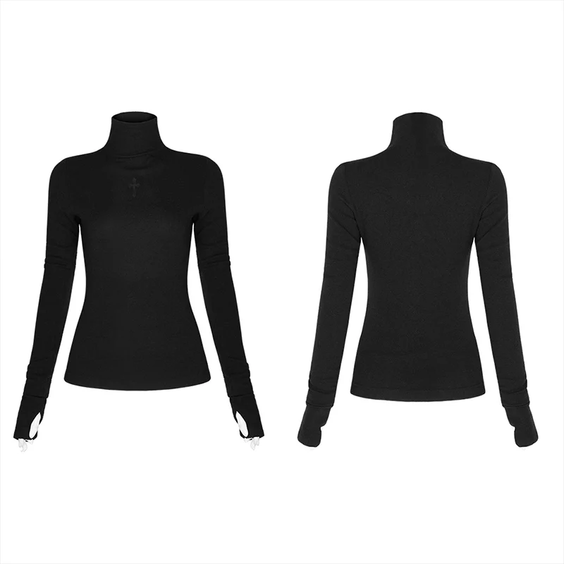 Pure dark series high-neck tight T-shirt - Image 5