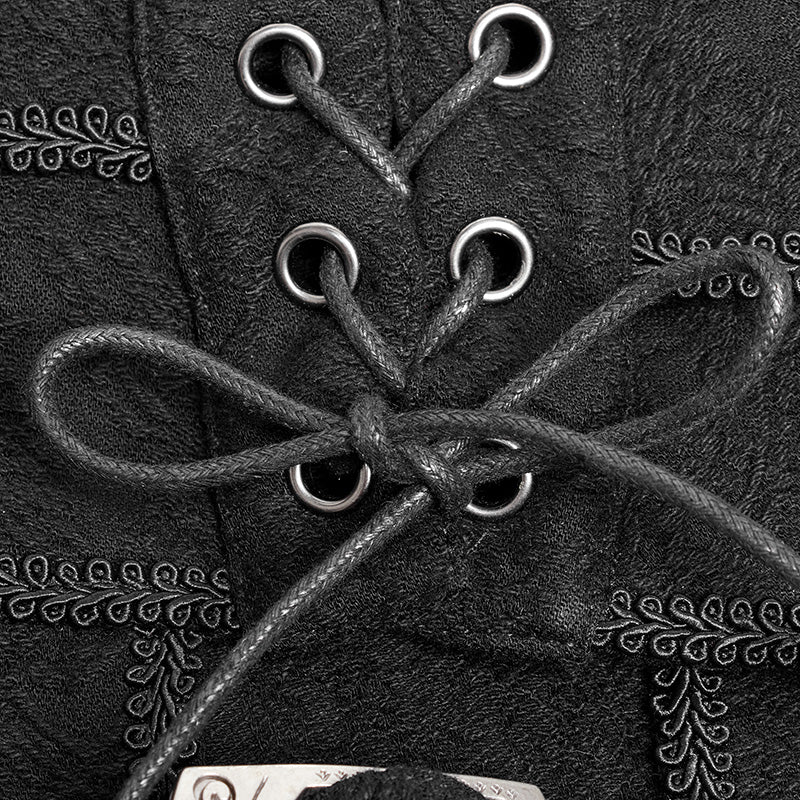 Retro Jacquard Embroidery Mens Gothic Skirt - Image 5