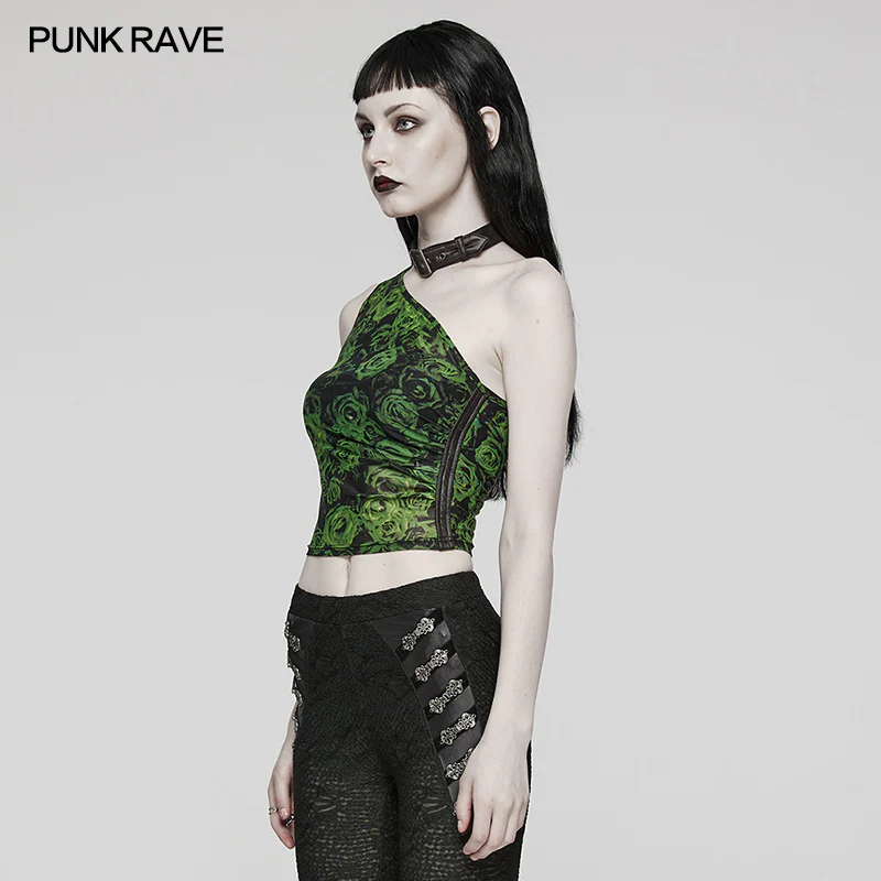Sexy Asymmetric off shoulder mesh printed top - Image 2