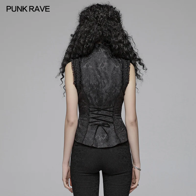 Sexy Deep V Collar Vest Lolita Women Lace High Standing Collar Waistcoat - Image 3