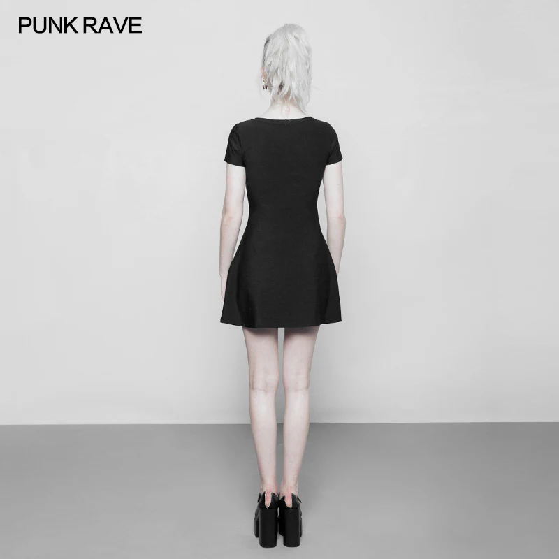 Sexy Hollow A Pendulum Slim Knitted Gothic Dress - Image 3