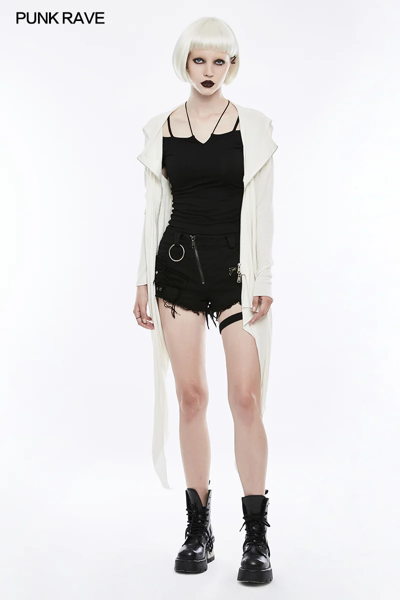 Sexy Off The Shoulder Slim Gothic T-shirt Tie Rope Necklace Top - Image 6