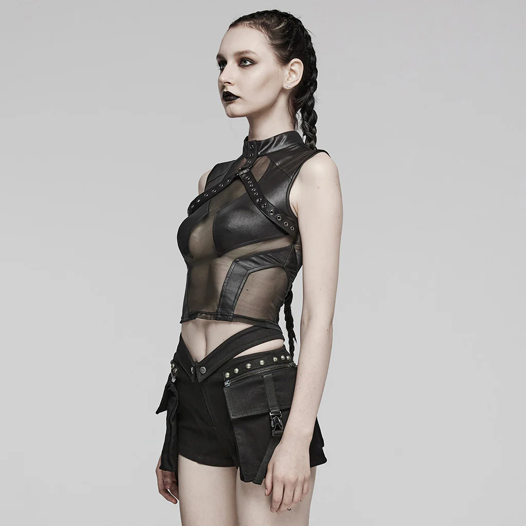Sexy Perspective Elastic Mesh Top - Image 2