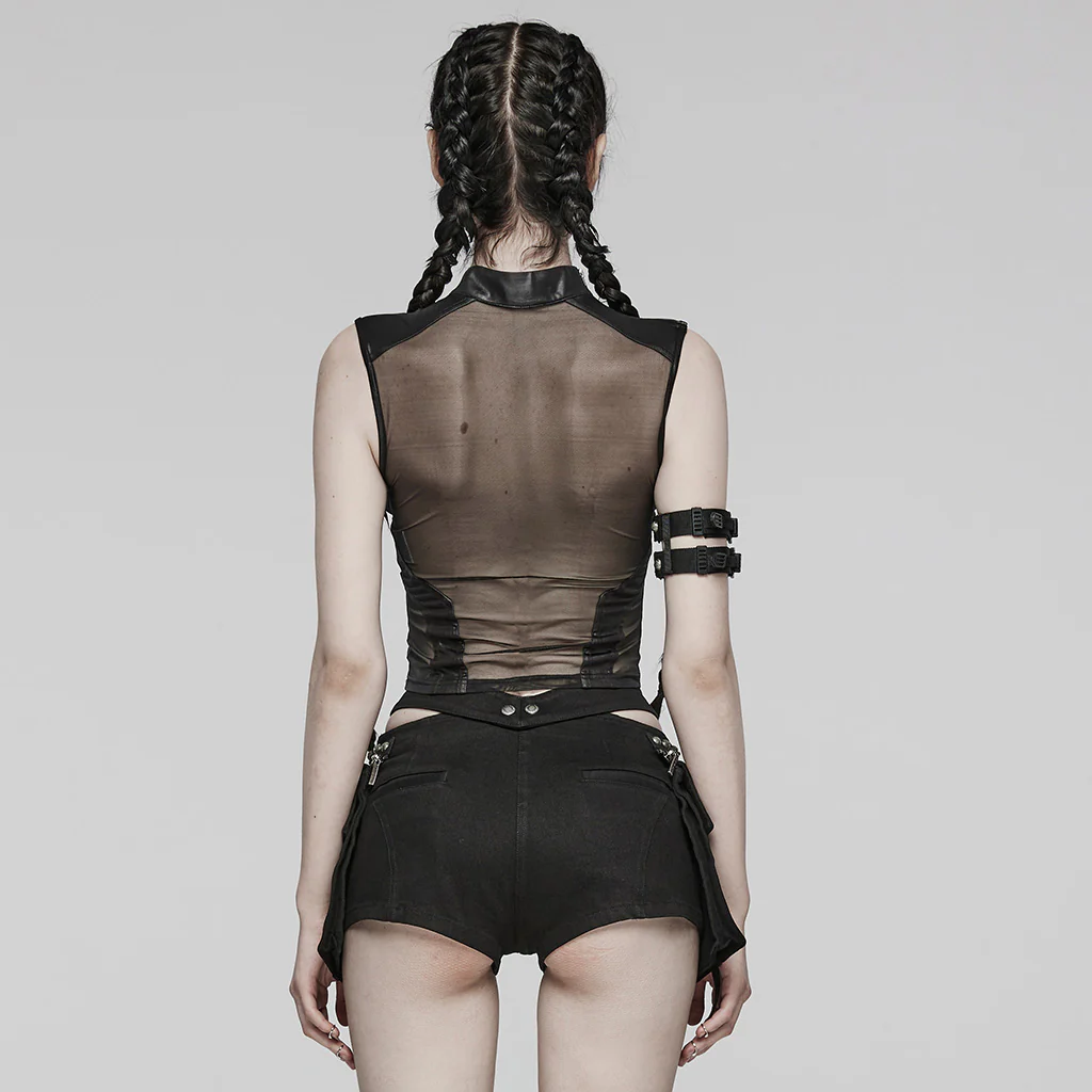 Sexy Perspective Elastic Mesh Top - Image 4