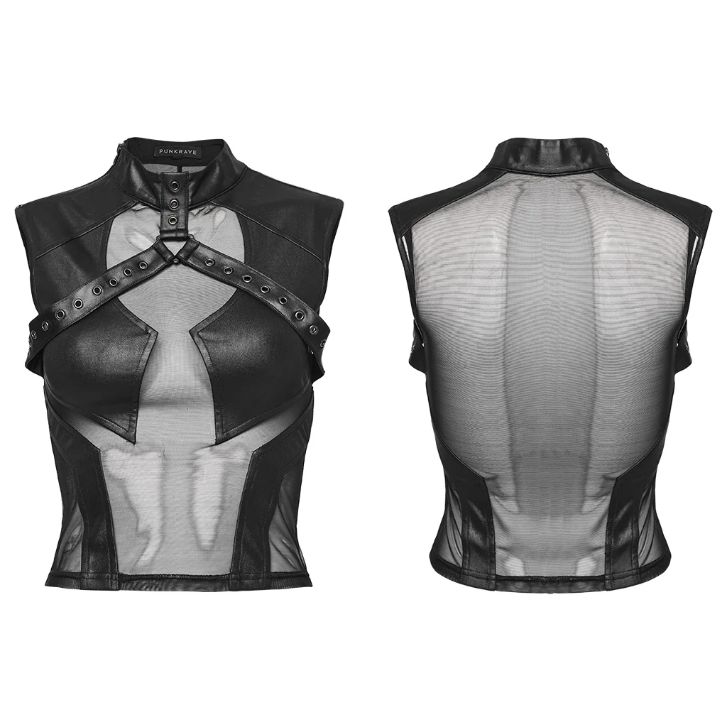 Sexy Perspective Elastic Mesh Top - Image 6