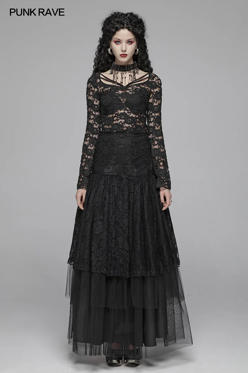 Sexy Perspective Lace Gothic T-shirt For Women - Image 6