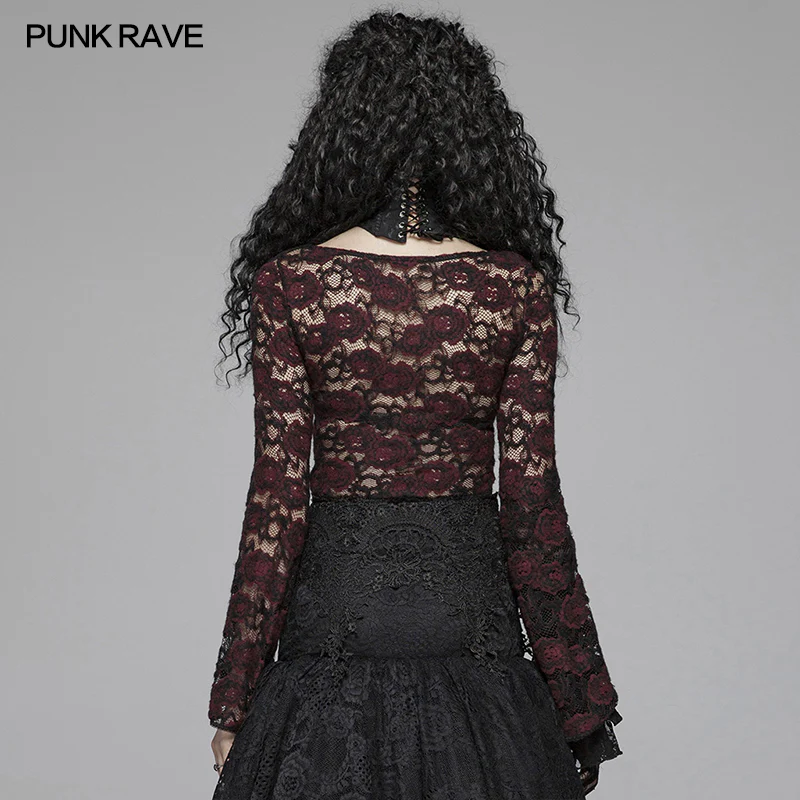 Sexy Perspective Lace Gothic T-shirt For Women - Image 9