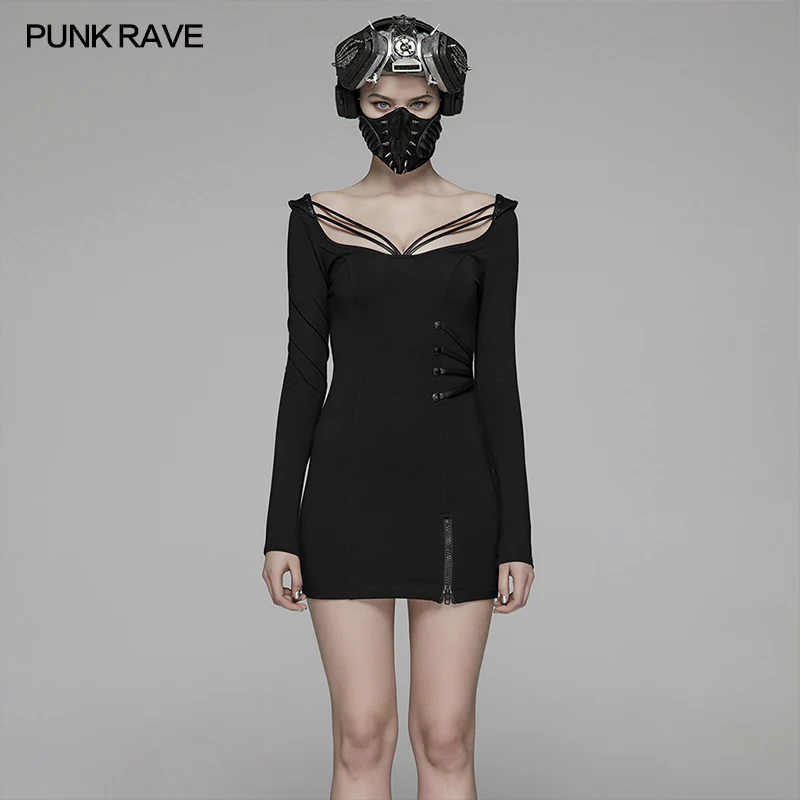 Sexy Punk Big Round Collar Skinny Elastic Knitted Short Dress