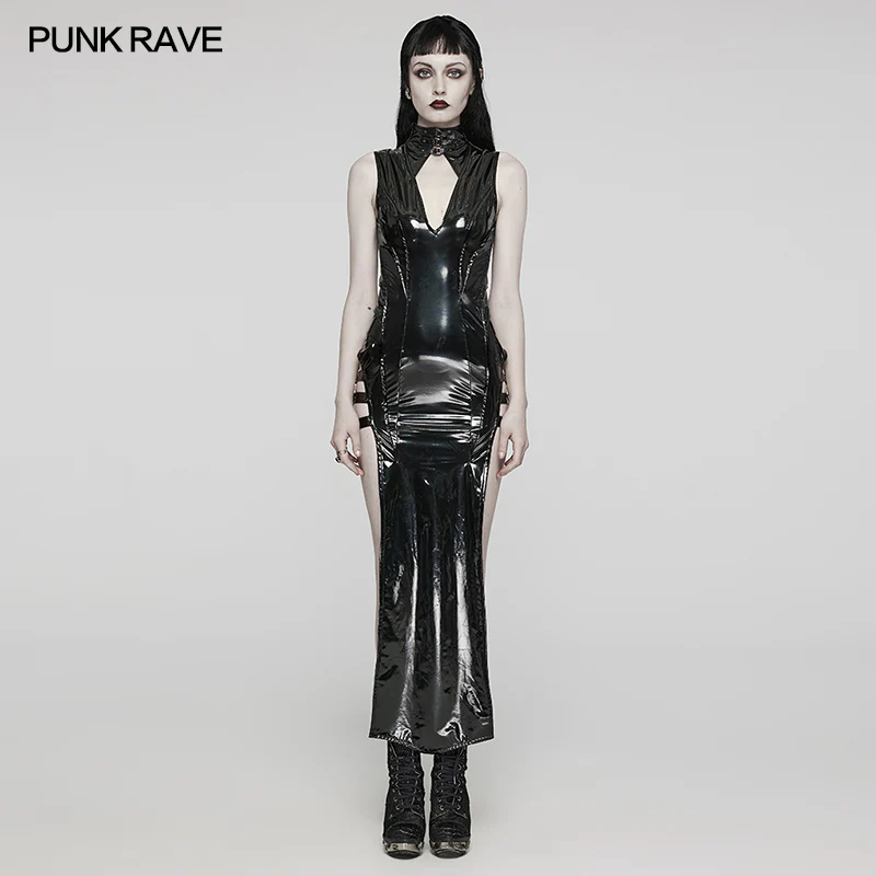 Sexy Punk Glossy Leather Slit dress - Image 7