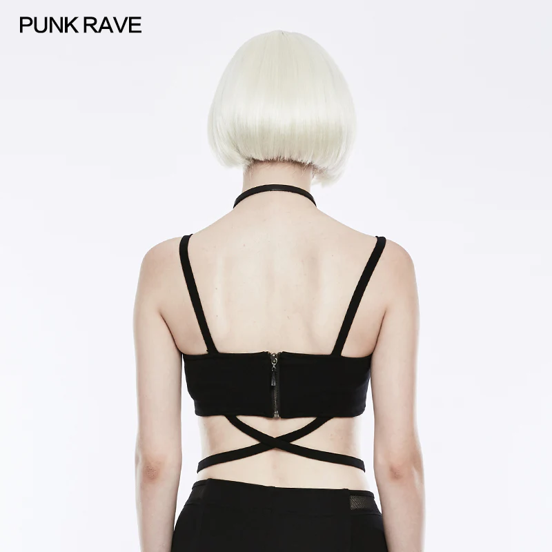 Sexy Tie Rope Athletic Punk Vest With Elastic Loops - Image 3