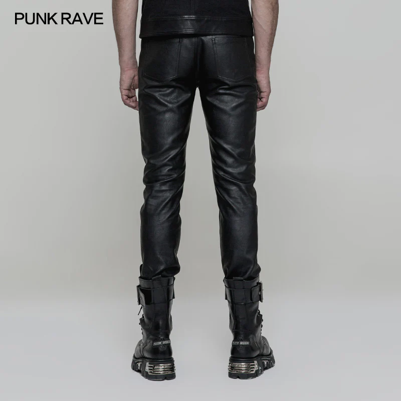 Simple All-match Trousers Elastic Leather Punk Pants - Image 3