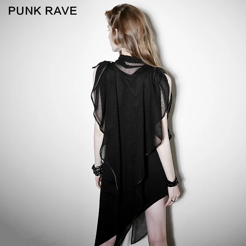 Skinny Soft Detachable Two-pieces Set Gothic Dress With Mesh Collar Blouse - Image 3