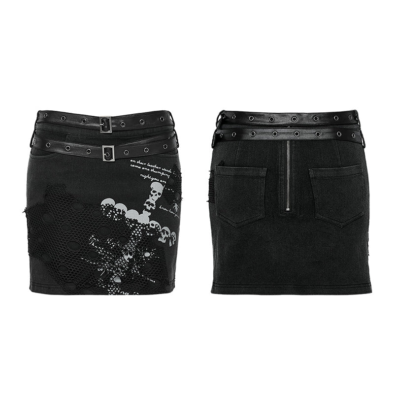 Skull cross printing skirt - Image 4