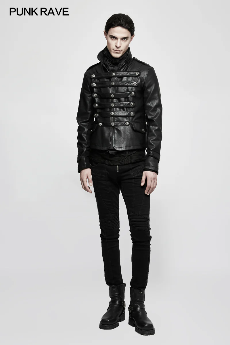Slim-fitting Denim Black Long Punk Pants For Men - Image 6