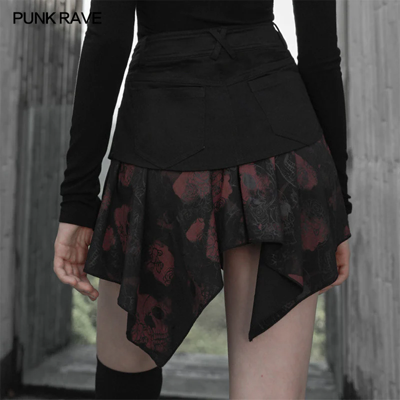 Squares printing Print Hem Mid-waist Skirt - Image 3