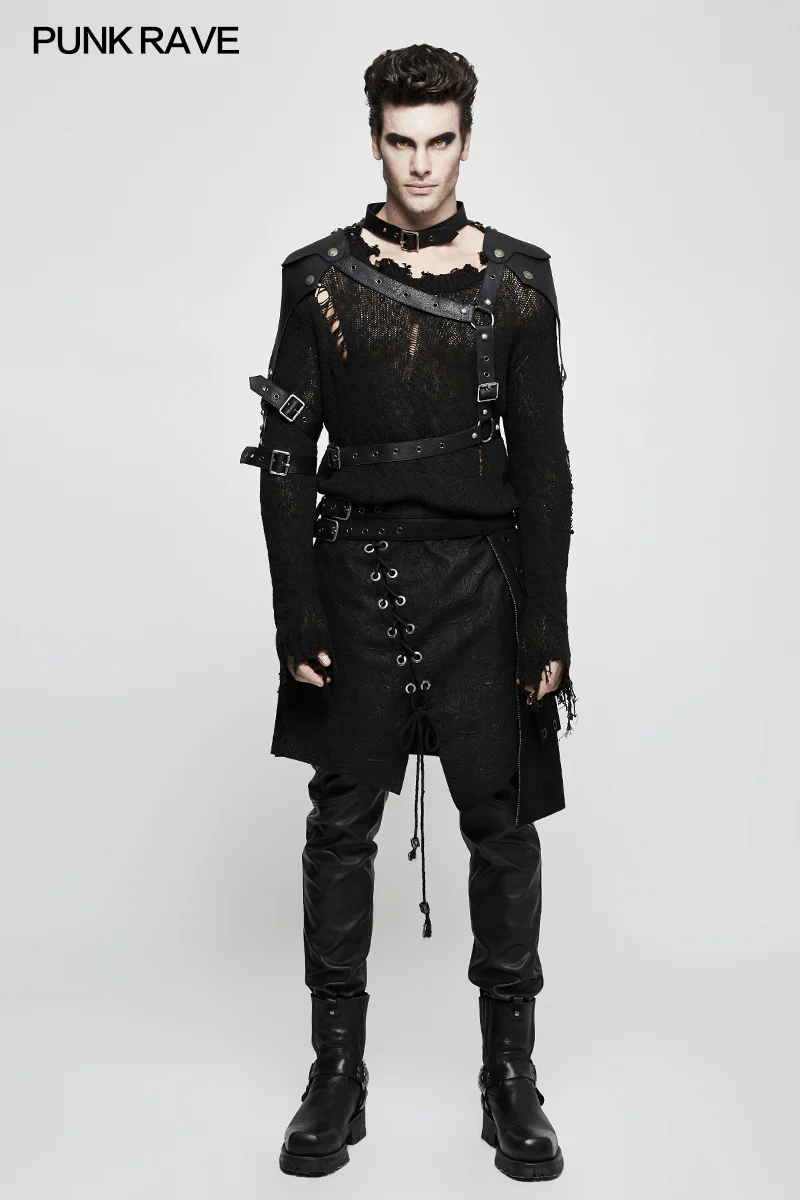 Starched Black Punk Accessories Straps With Detachable Leather Loop - Image 6