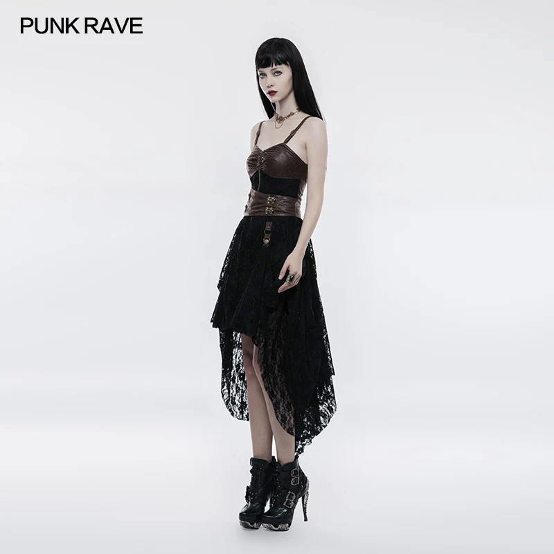 Steampunk Adjustable Four-Button Design Lace Dress For Women - Image 7