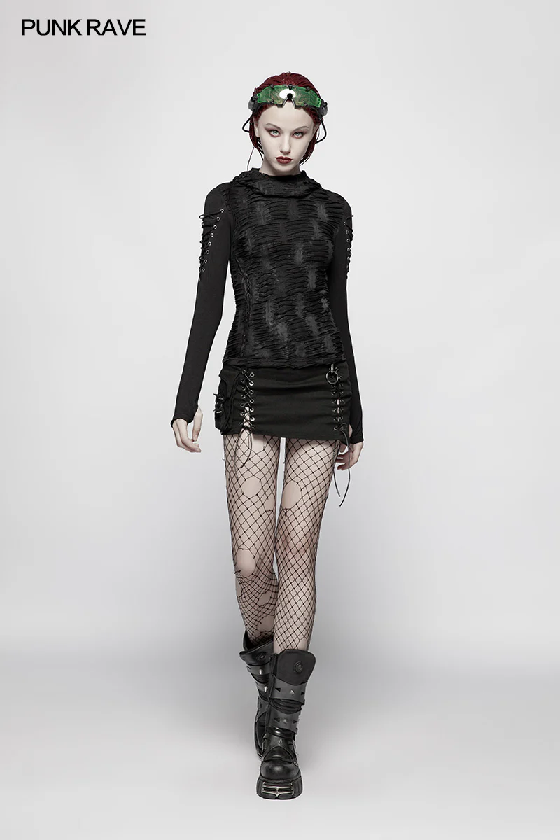 Steampunk Asymmetric Lace-up Skirt - Image 6