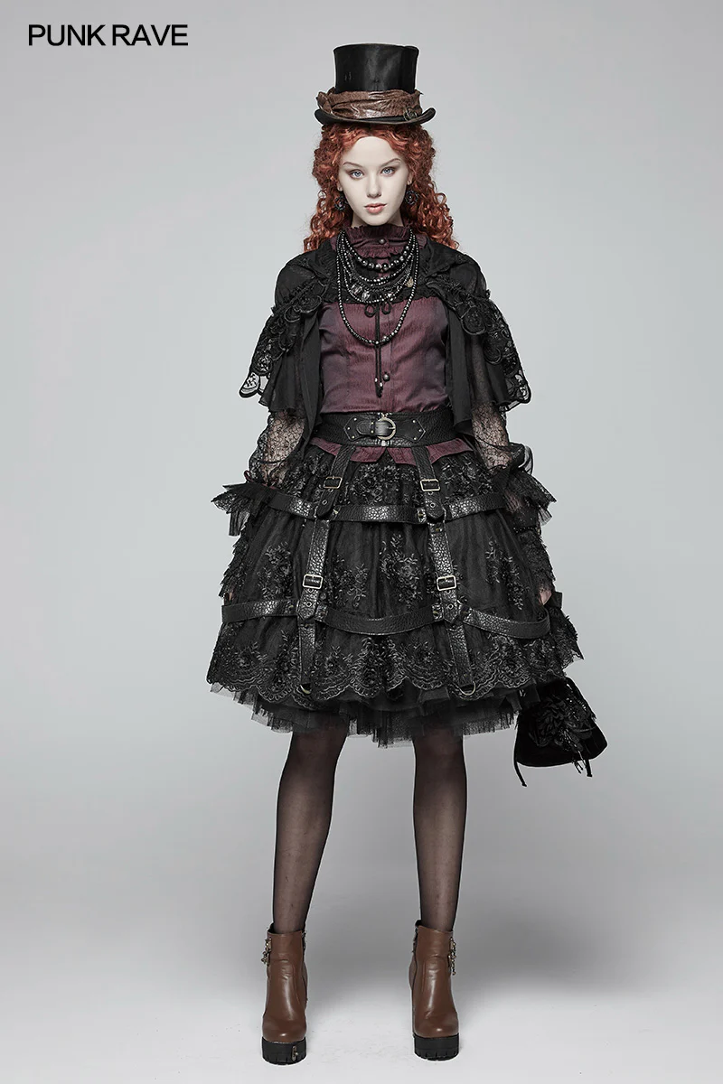 Steampunk Bronze Pattern Buckle Lace Glove - Image 5