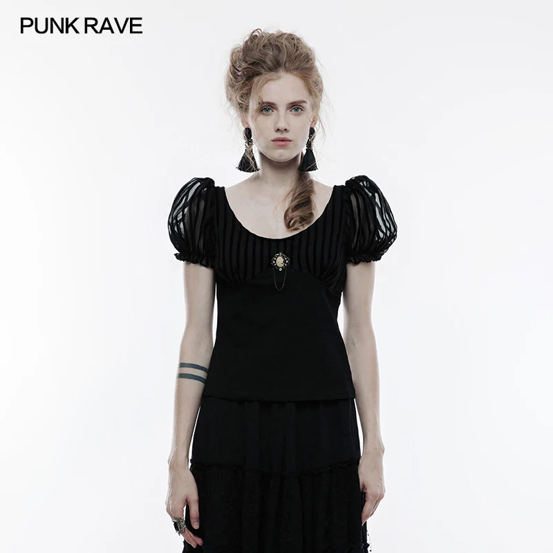 Steampunk Brooch See Through Short Sleeve T-shirt