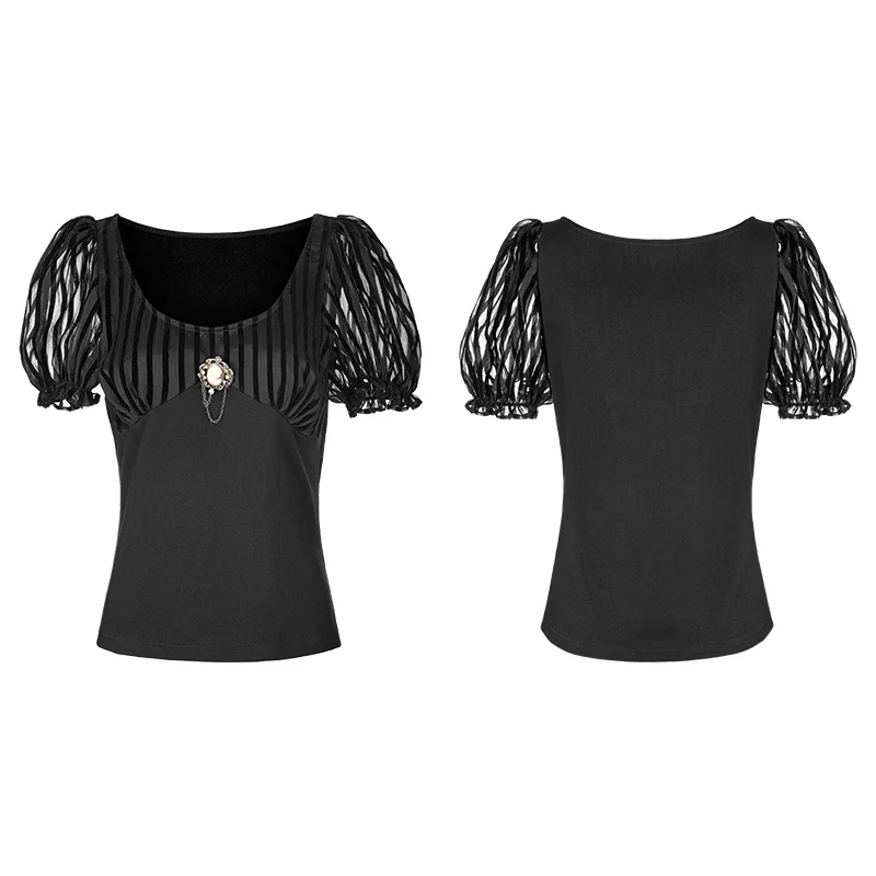 Steampunk Brooch See Through Short Sleeve T-shirt - Image 4