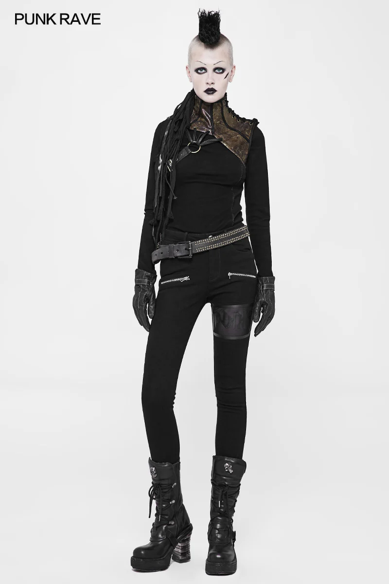 Steampunk Embossed Leather Collar And Shoulder Harness Accessories For Women - Image 12
