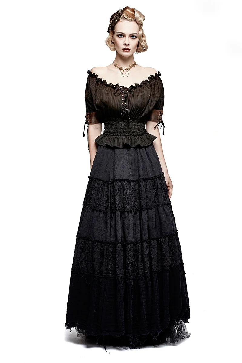 Steampunk Global Top Fashion Reversible Synthetic Slash Neck Punk T-shirts - Image 11