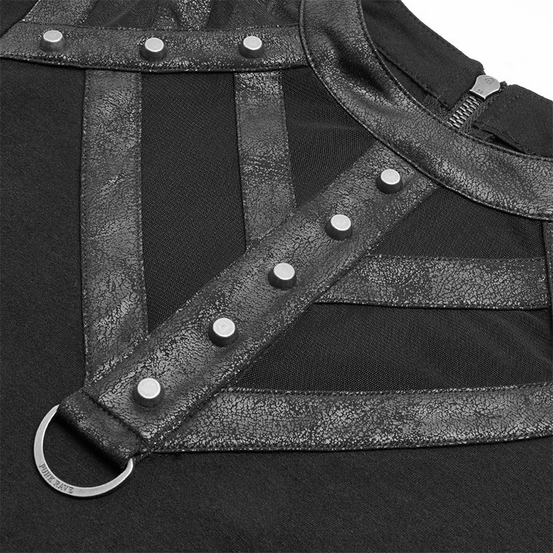 Steampunk Hollow-out Collar T-shirt With Flared Slit Sleeve - Image 5