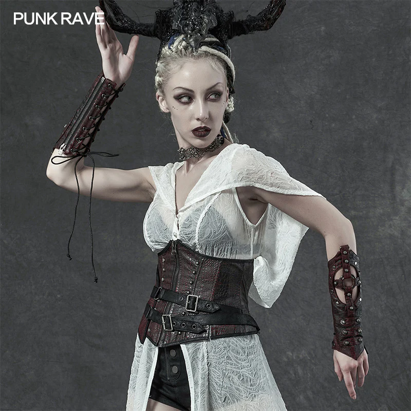 Steampunk Imitation Crocodile PU Gloves - Image 8
