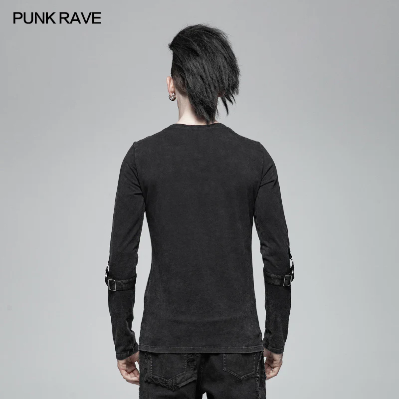 Steampunk Lace-up Neckline Long Sleeve T Shirt - Image 3