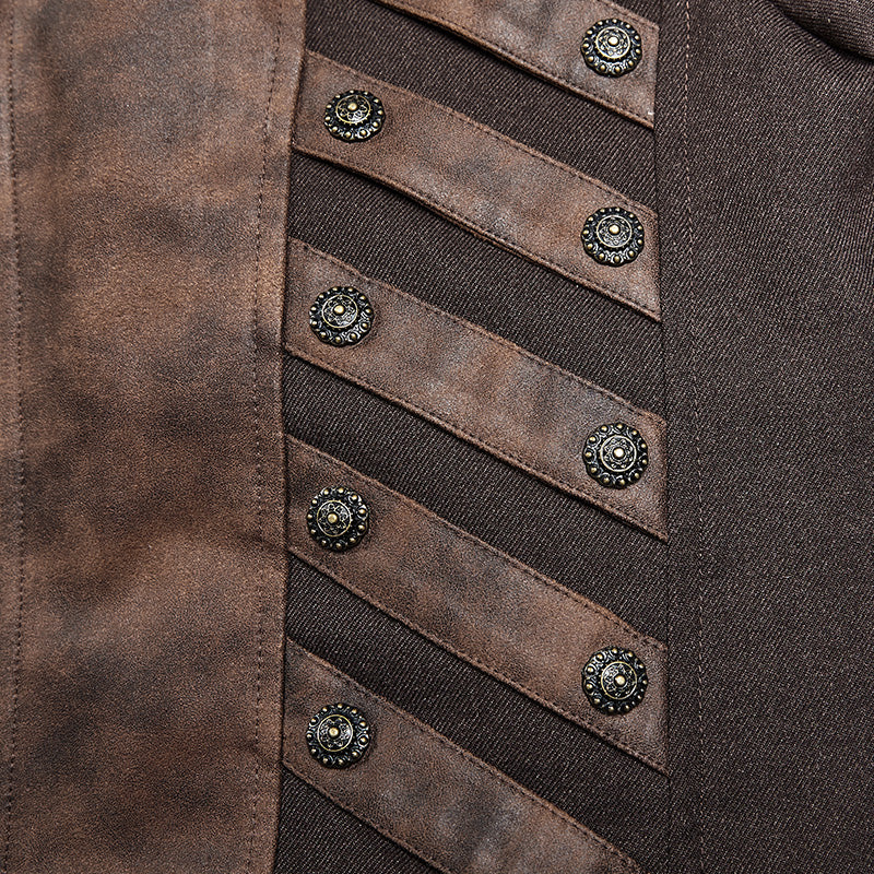 Steampunk Stand-up Collar Mid-length Coat - Image 12