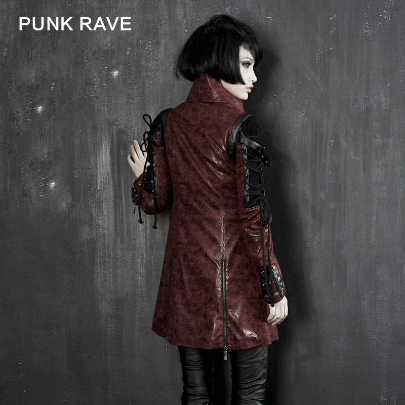Studded Special Hot Fit Leather Long Gothic Coat - Image 8