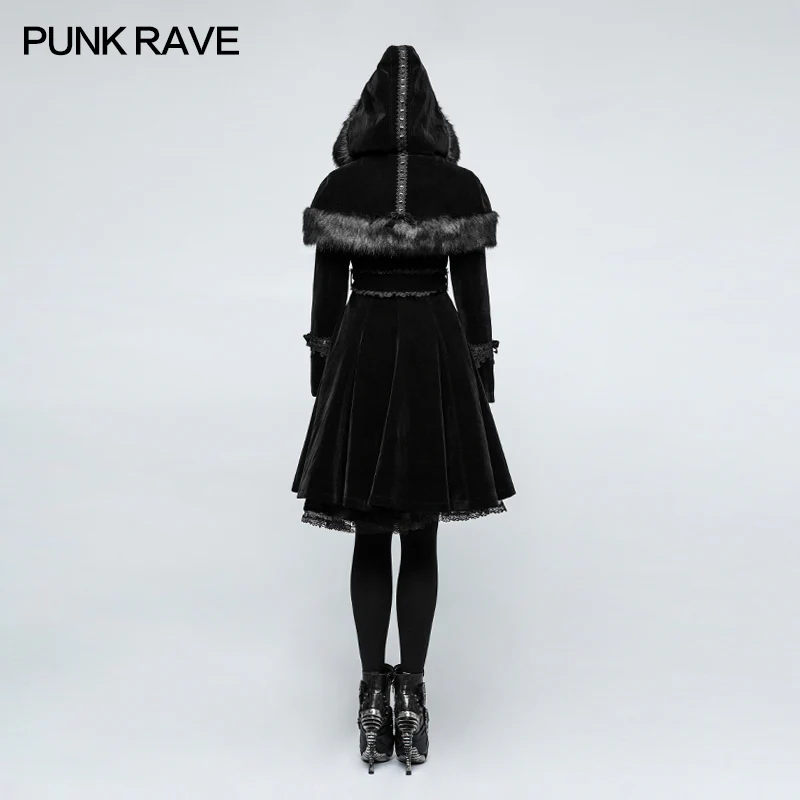 Sweet Lolita Style Velvet Hooded Gothic Coat With Tiered Lace - Image 3