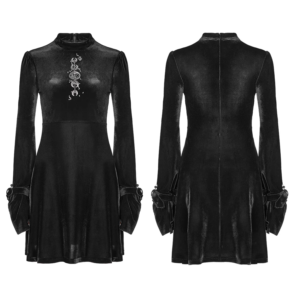 Velvet Japanese Embroidery Dress - Image 4