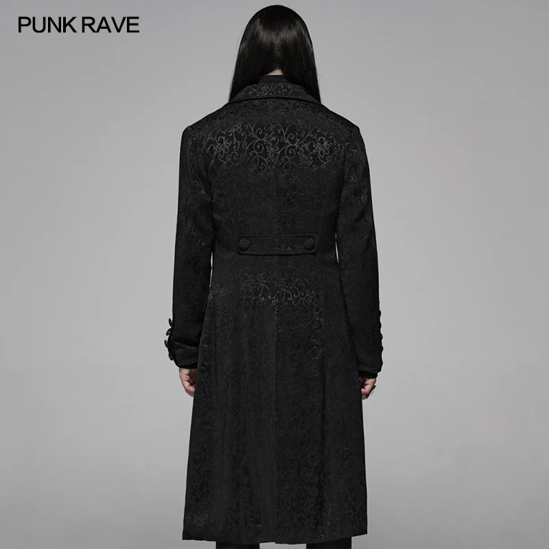 Vintage Gothic Jacquard Medium Long Coat - Image 3