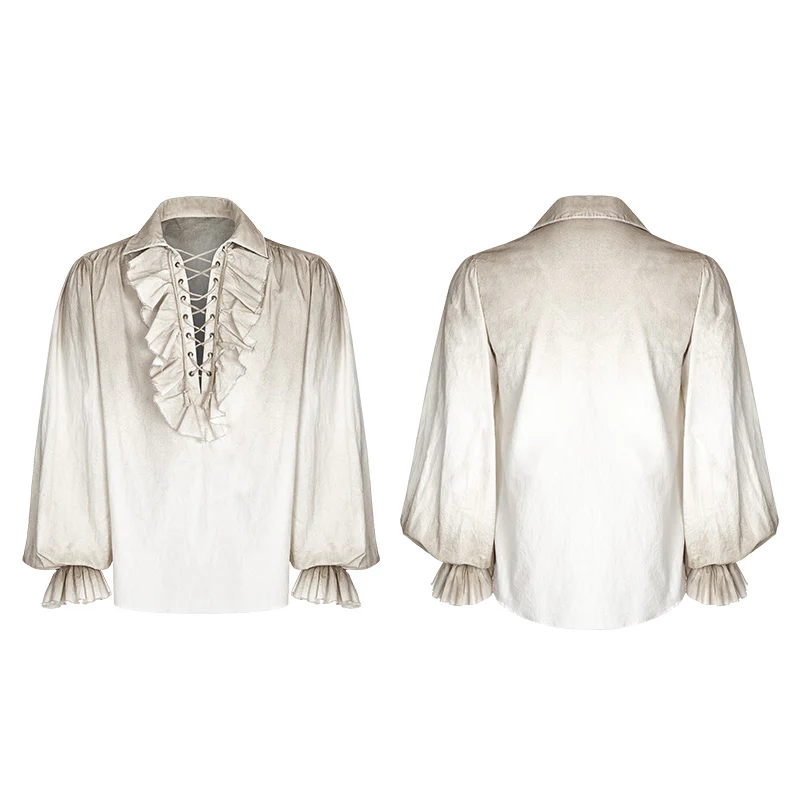 Vintage Long Sleeve Imation Linen Punk Shirt For Men - Image 9