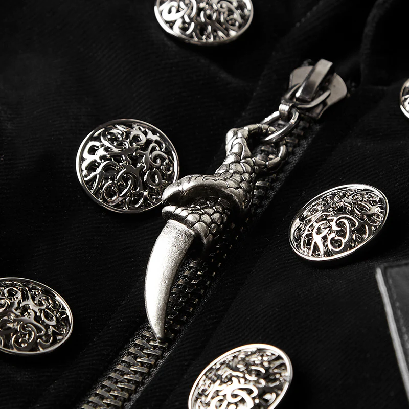 Winter Long Leather Velvet Gothic Coat With Active Belt - Image 5