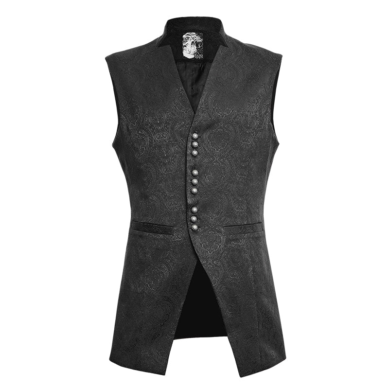 Winter Luxury Flower Pattern Gothic Vest With Stand-up Collar - Image 4