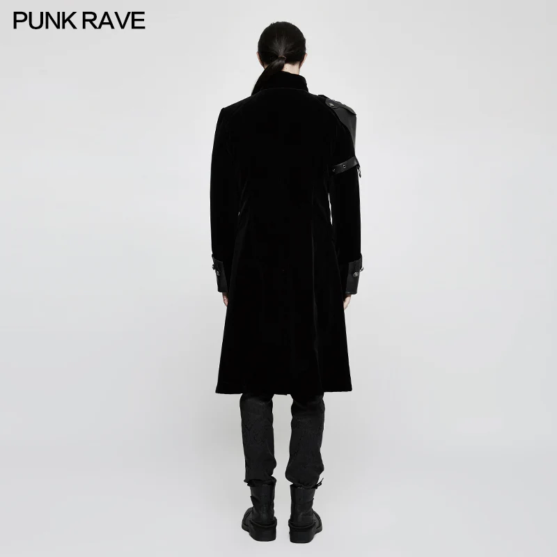 Winter Velvet Medium Length Punk Coat Double Breasted Jacket - Image 3