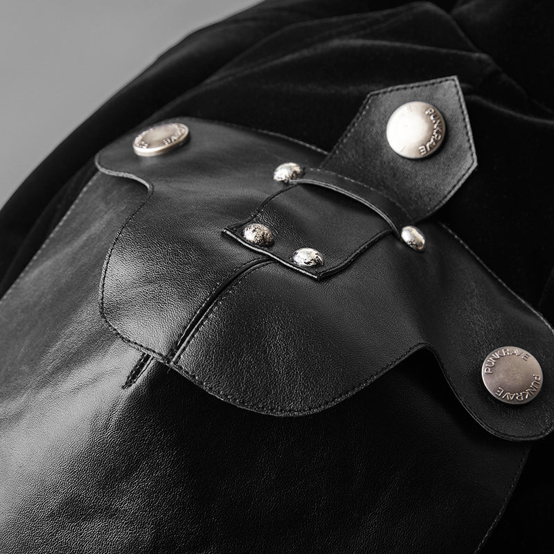 Winter Velvet Medium Length Punk Coat Double Breasted Jacket - Image 5