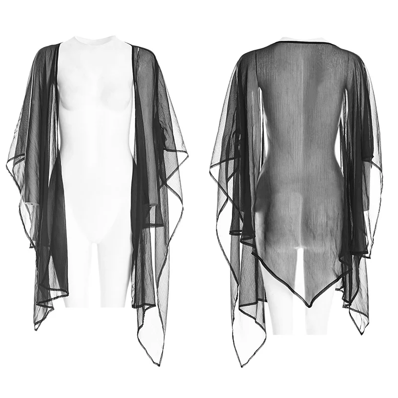 Women Daily Chiffon Shawl Black Suntan-Proof Wear Tops - Image 3