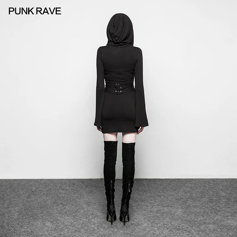 Women Fashion Gothic Dress Black Half Skirt With Oversized Witch Hat - Image 3