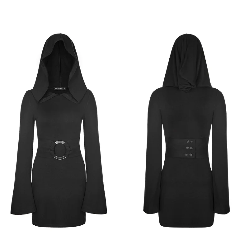 Women Fashion Gothic Dress Black Half Skirt With Oversized Witch Hat - Image 4