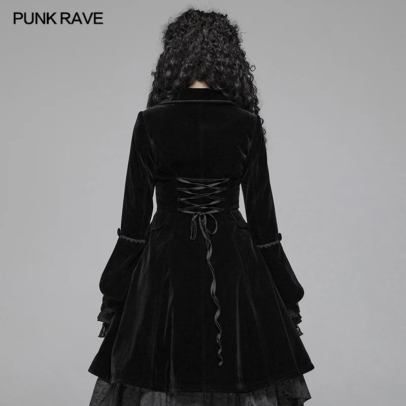 Women Gothic Lolita Long Sleeve Medium Long Velvet Coat - Image 3