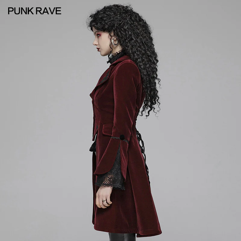 Women Gothic Lolita Long Sleeve Medium Long Velvet Coat - Image 8