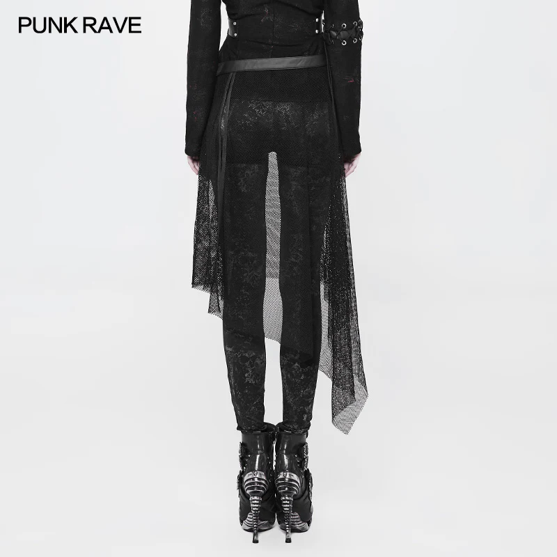 Women Perspective Mesh Leather Waist Belt Personality Punk Accessories - Image 3